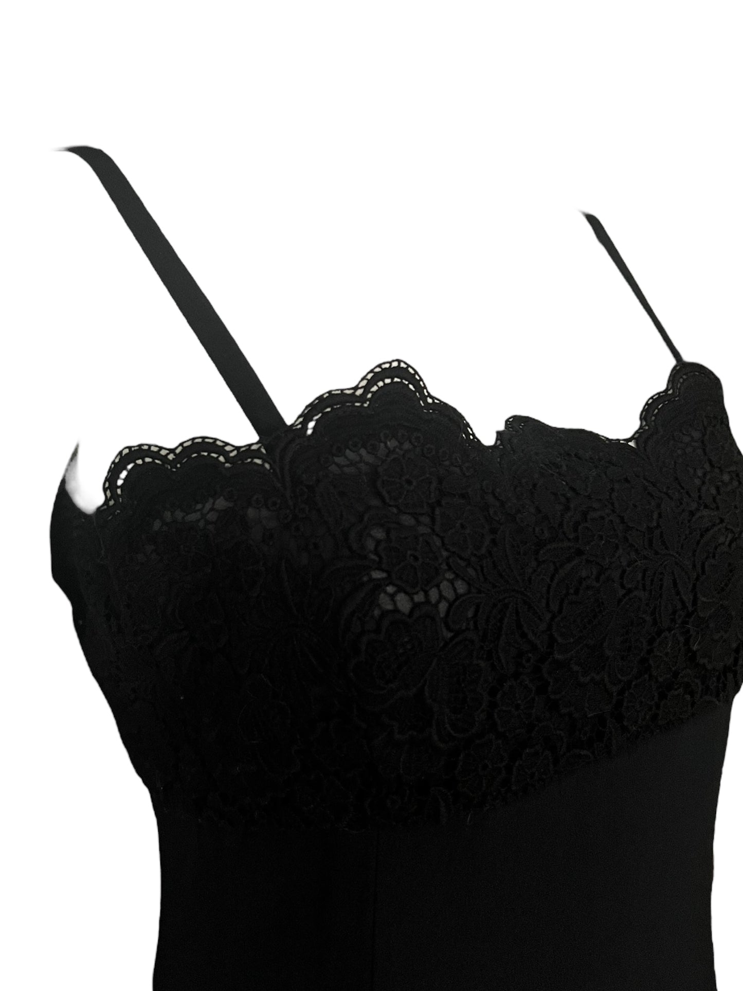 VALENTINO Black Lace-Trimmed Cocktail Dress (M)
