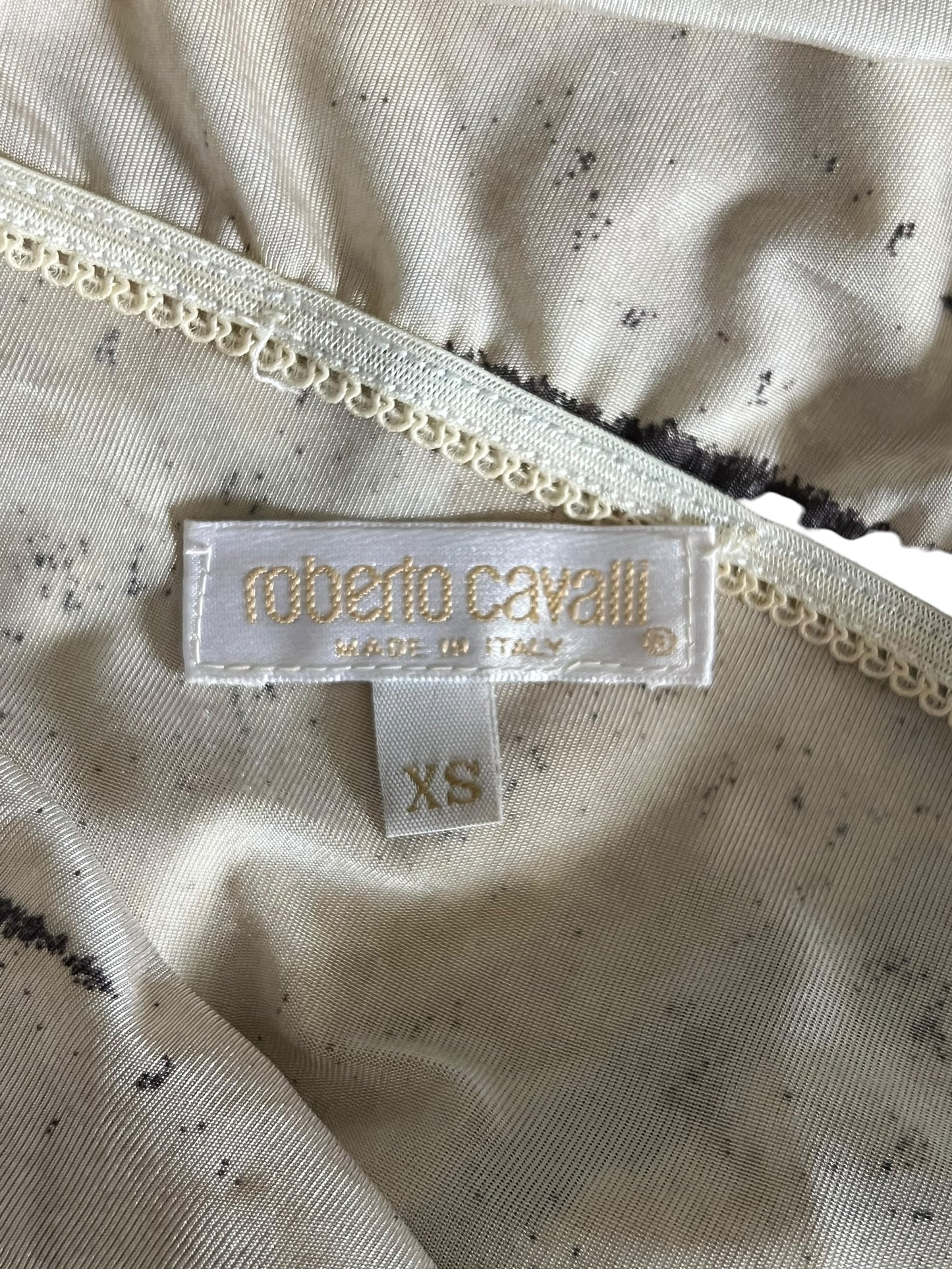 ROBERTO CAVALLI S/S 1999 Beige Zebra-Print Sleeveless Dress (XS)