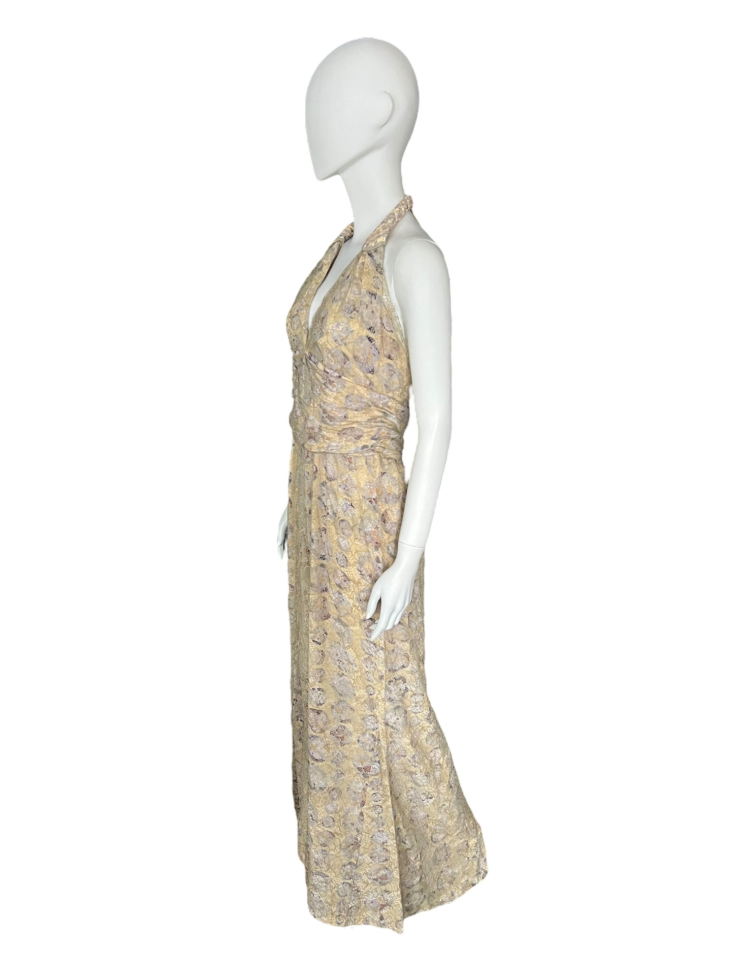FENDI Vintage Halterneck Lace Maxi Dress (L)