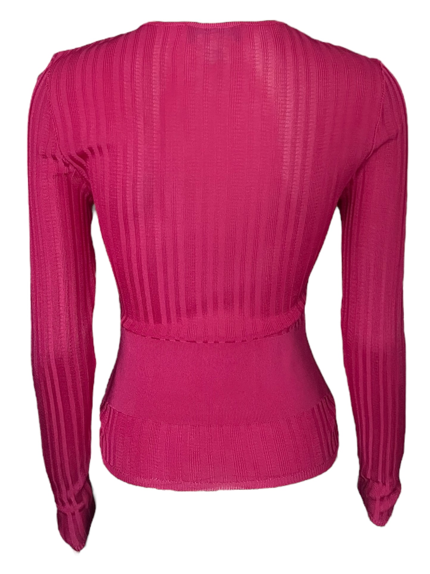 THIERRY MUGLER 1990s Fuchsia Ribbed Knit Top (S)