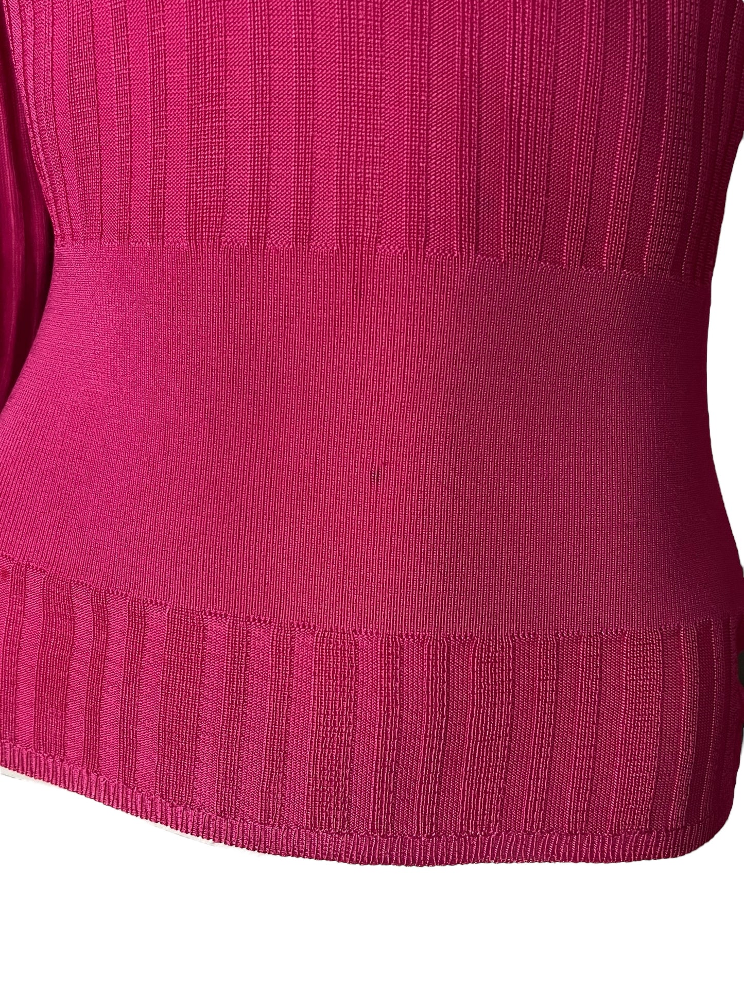 THIERRY MUGLER 1990s Fuchsia Ribbed Knit Top (S)