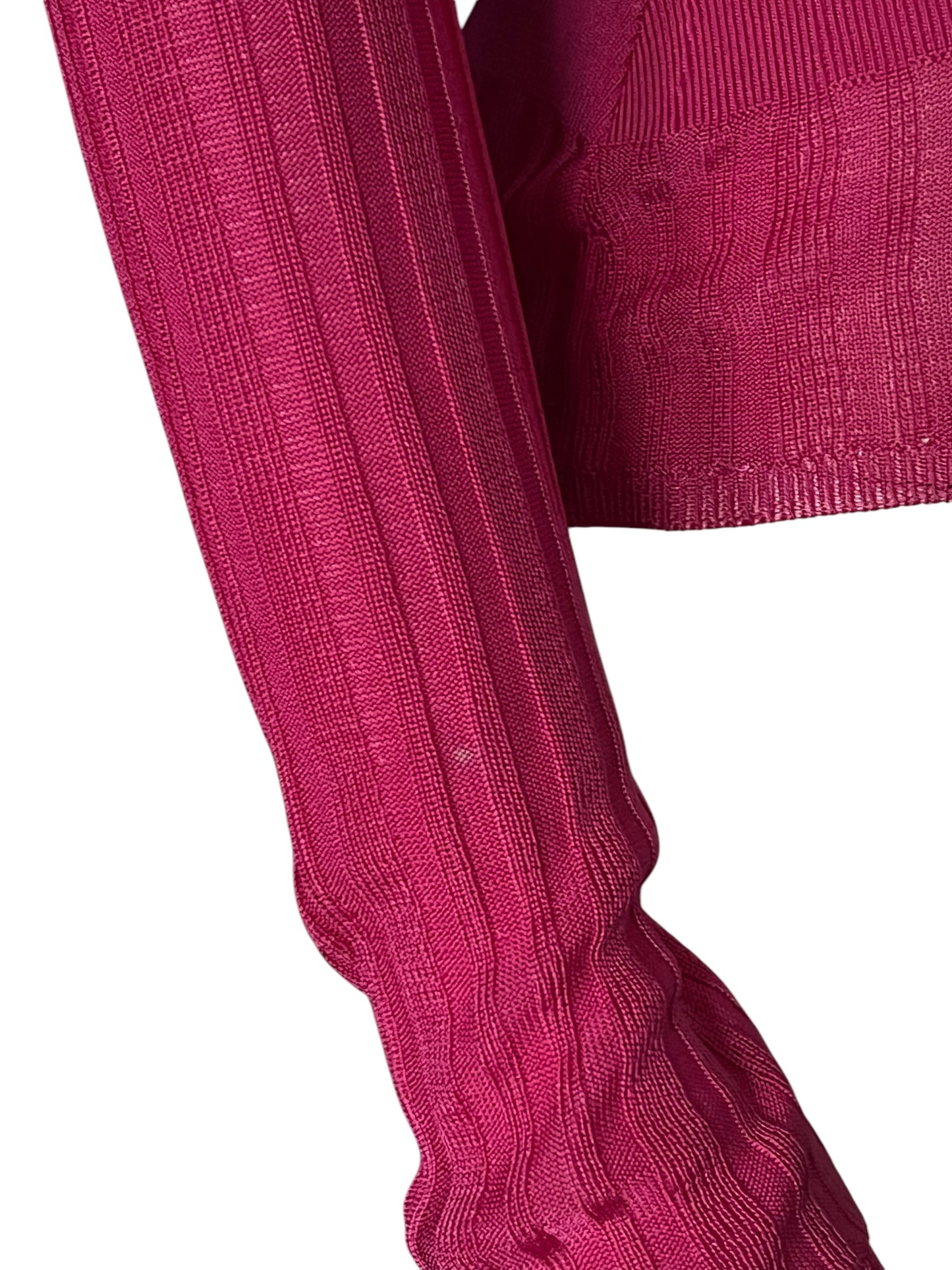 THIERRY MUGLER 1990s Fuchsia Ribbed Knit Top (S)