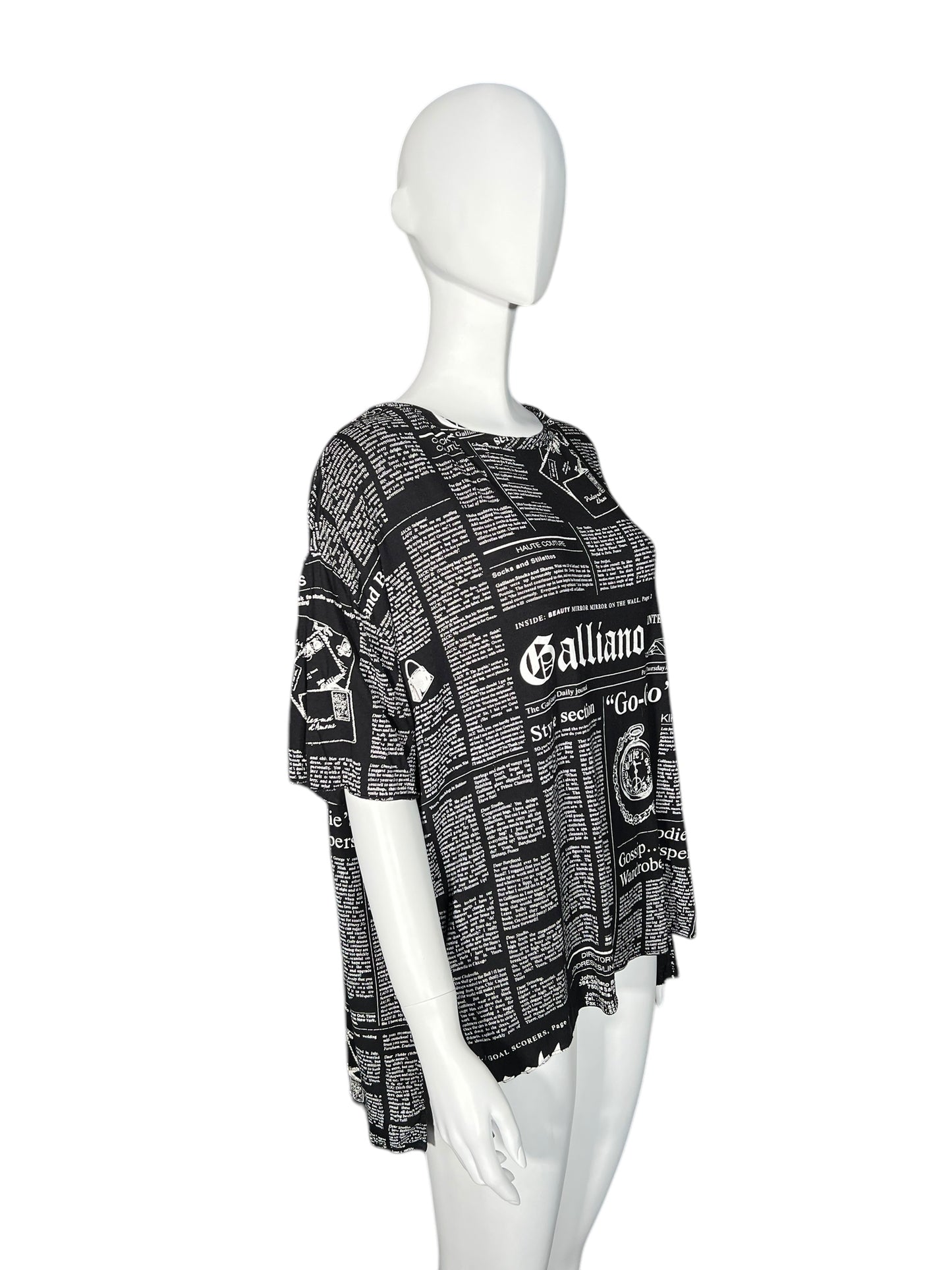 JOHN GALLIANO Iconic Newspaper Print Oversized Top (L)