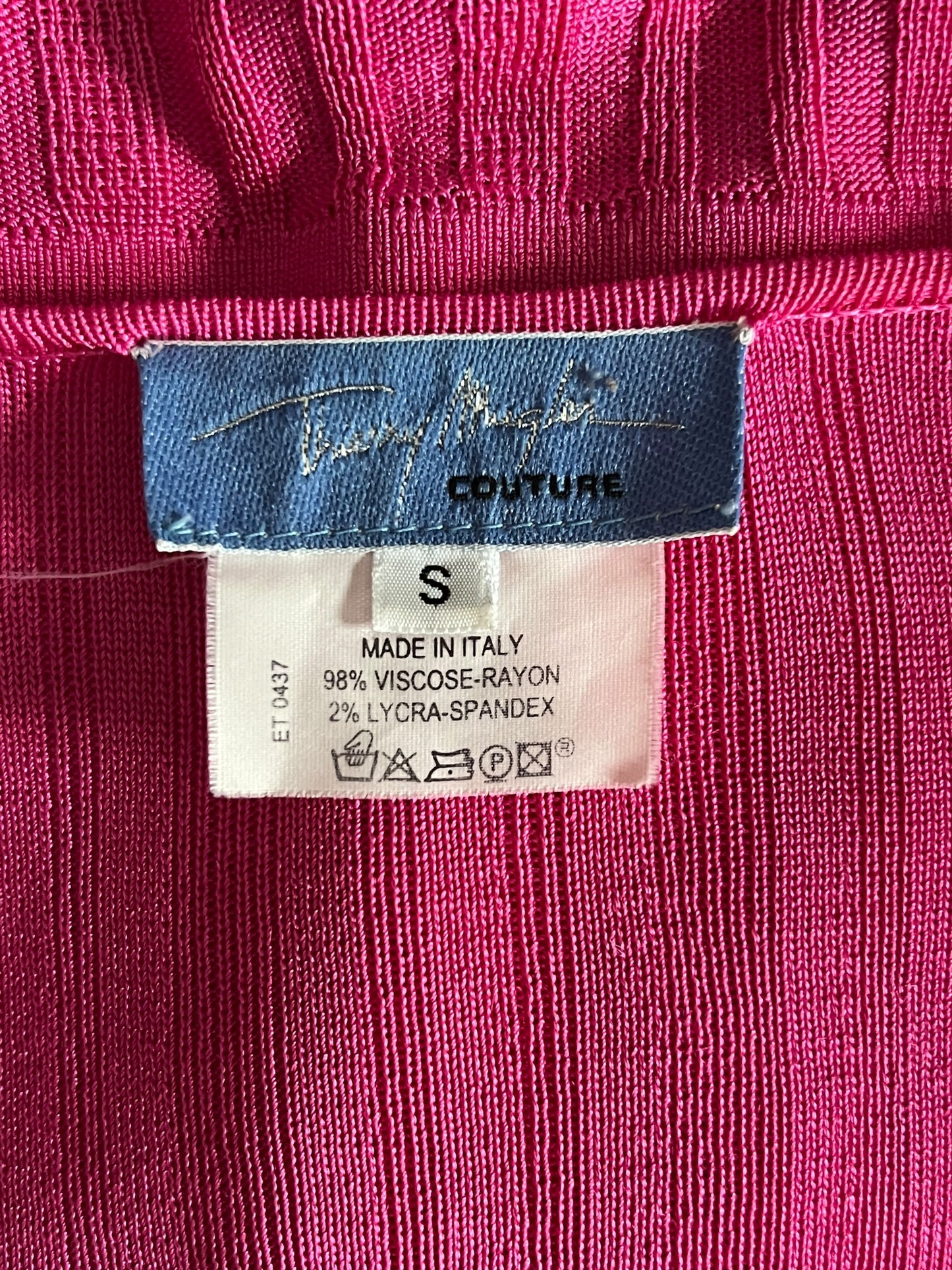 THIERRY MUGLER 1990s Fuchsia Ribbed Knit Top (S)