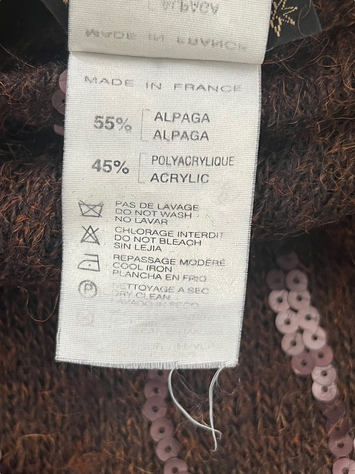 PLEIN SUD 2000s Brown Sequin Alpaca Turtleneck (L)