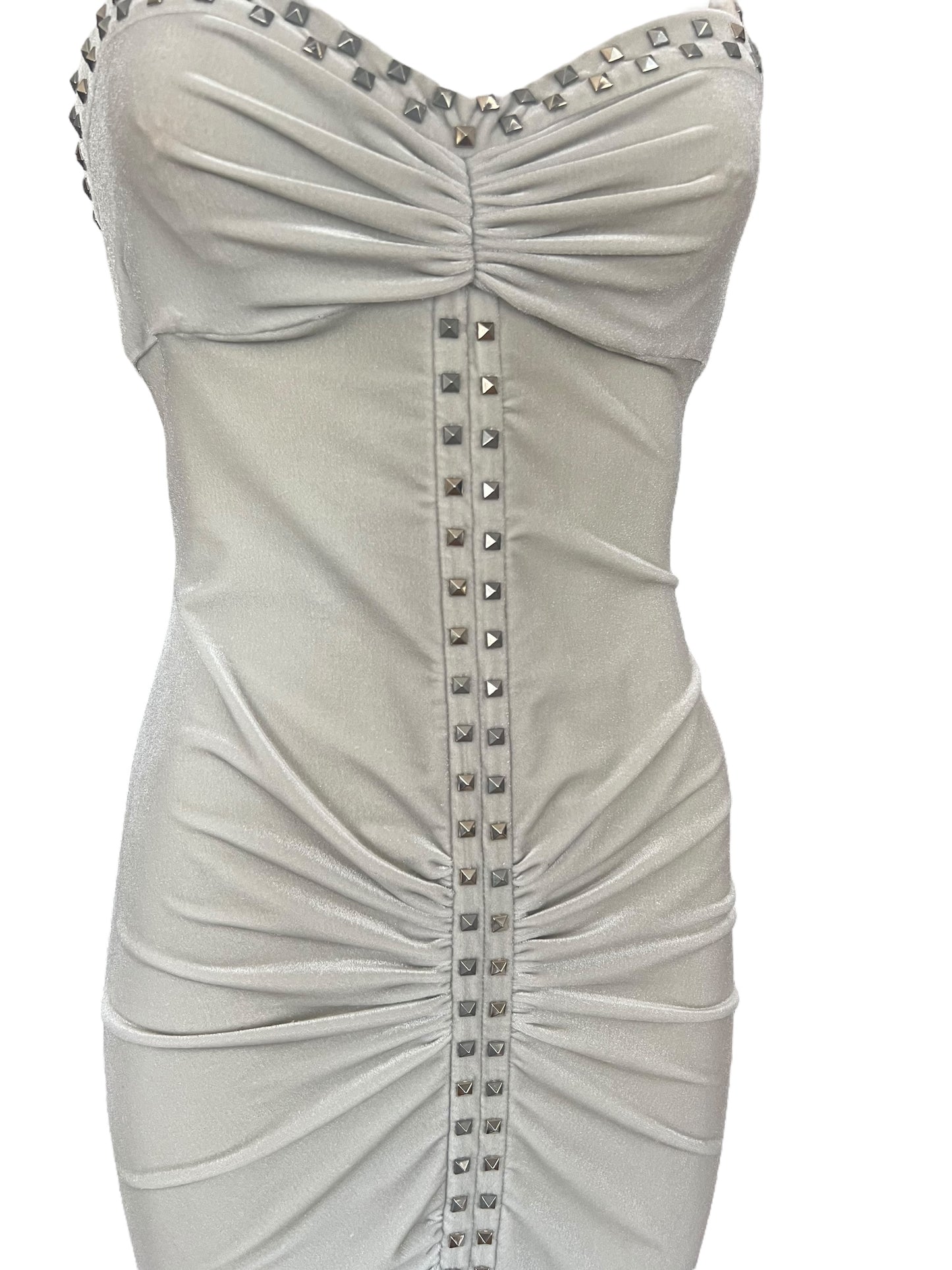 VERSACE F/W 2004 “Punk” Studded White Ruched Dress (M-L)