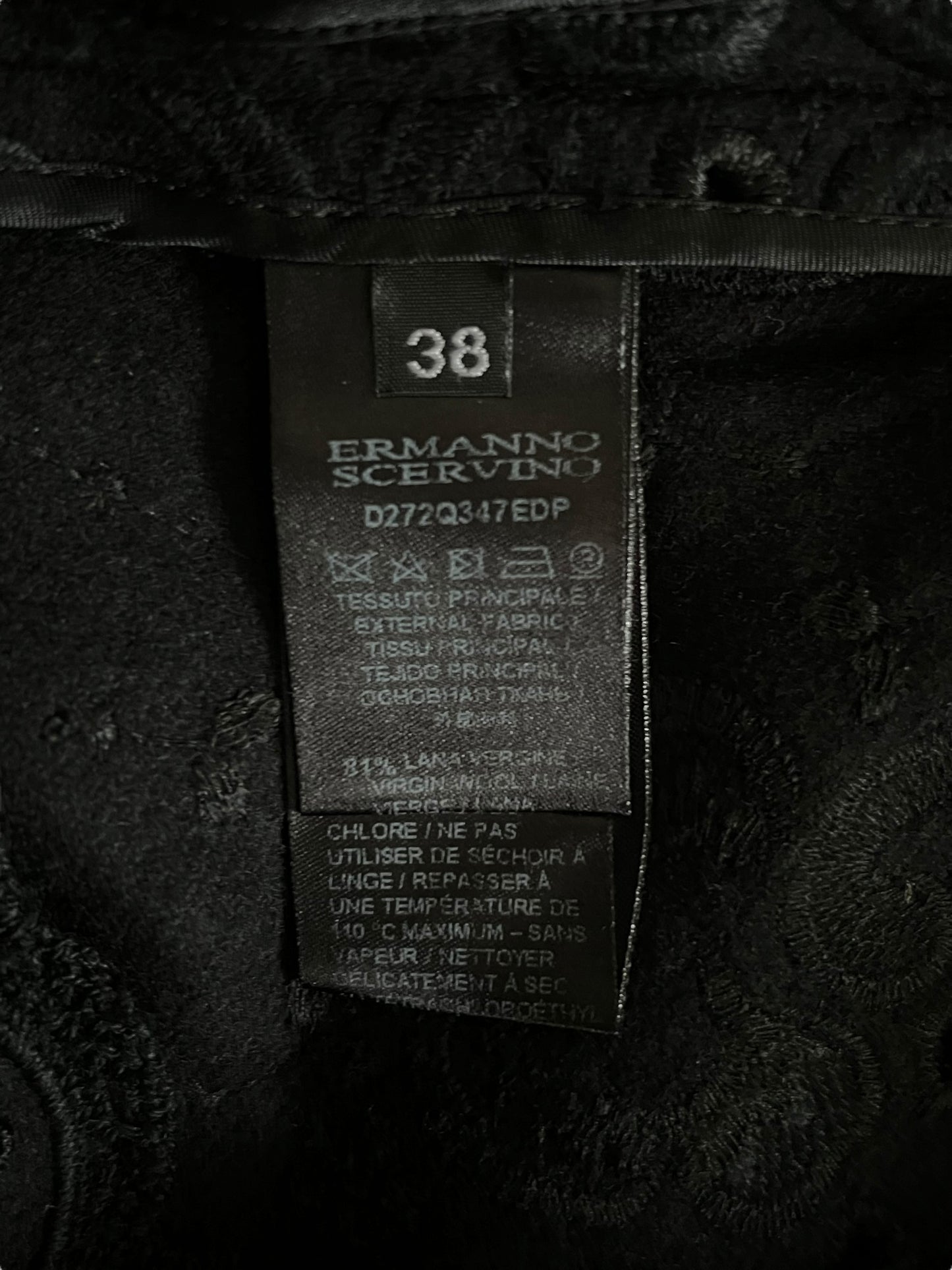 ERMANNO SCERVINO Black Floral Embroidered Virgin Wool Dress (M)