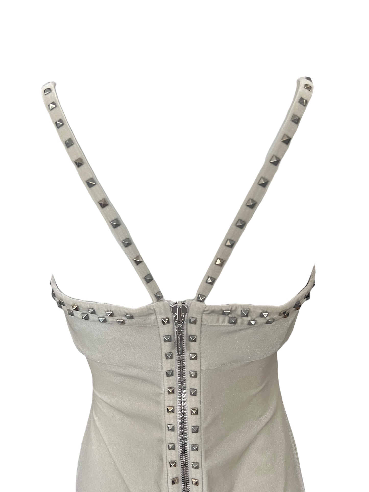 VERSACE F/W 2004 “Punk” Studded White Ruched Dress (M-L)