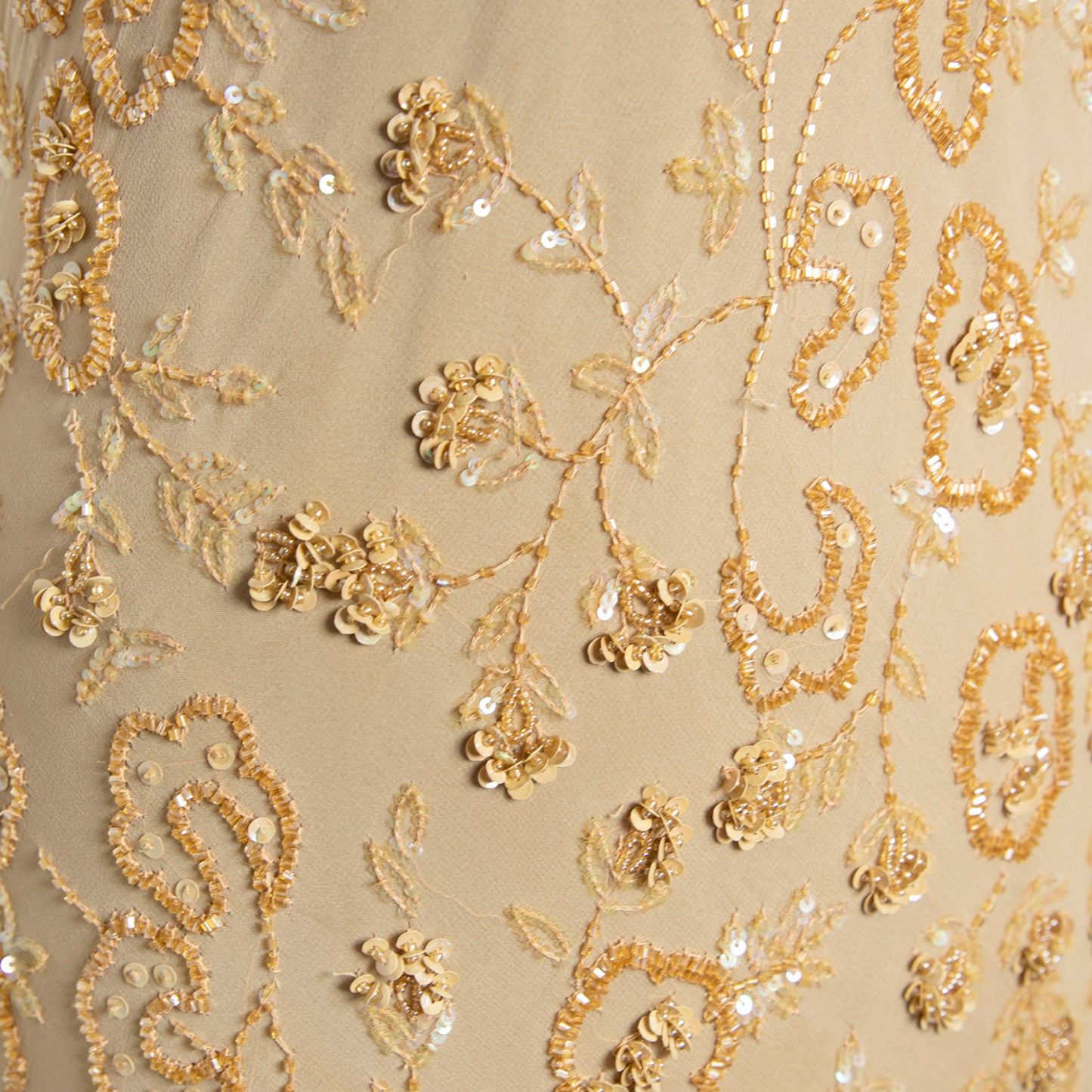 Versace 1990s Embellished Nude Silk Midi Dress