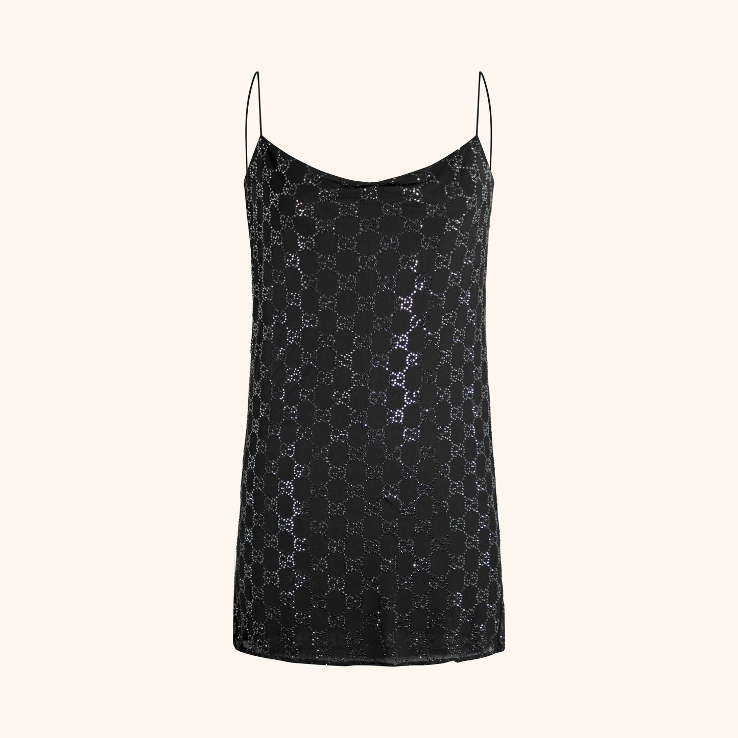 Gucci by Tom Ford S/S 1998 Crystal-Embellished GG Chiffon Mini Dress