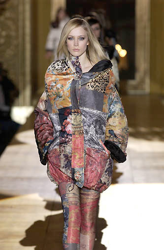 ROBERTO CAVALLI F/W 2002 Runway Patchwork Print Midi Dress (L-XL)