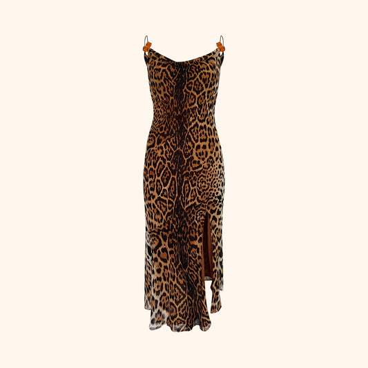 Christian Dior F/W 2004 Cheetah Print Silk Dress