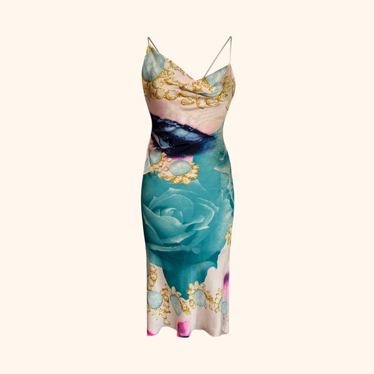 Roberto Cavalli S/S 2001 Elizabeth Taylor Eye Print Silk Dress