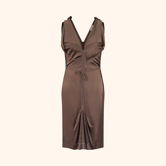 Vivienne Westwood Draped Brown Satin Dress