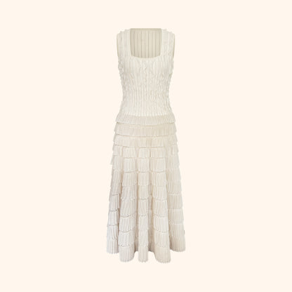 Alaïa F/W 2021 Ivory Ruffled Knit Dress