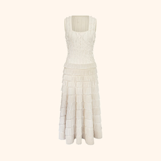 Alaïa F/W 2021 Ivory Ruffled Knit Dress
