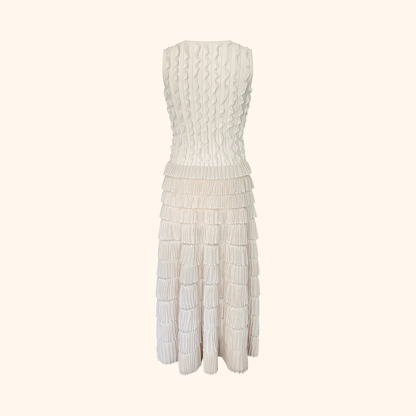 Alaïa F/W 2021 Ivory Ruffled Knit Dress