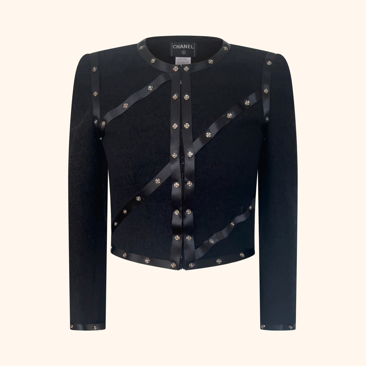 Chanel F/W 2003 Black Wool Snap Detail Jacket