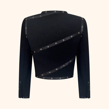 Chanel F/W 2003 Black Wool Snap Detail Jacket