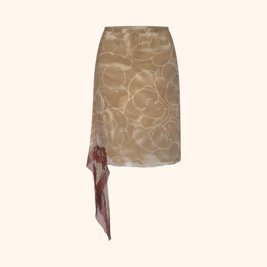Chanel S/S 1999 Beige Camellia Print Skirt