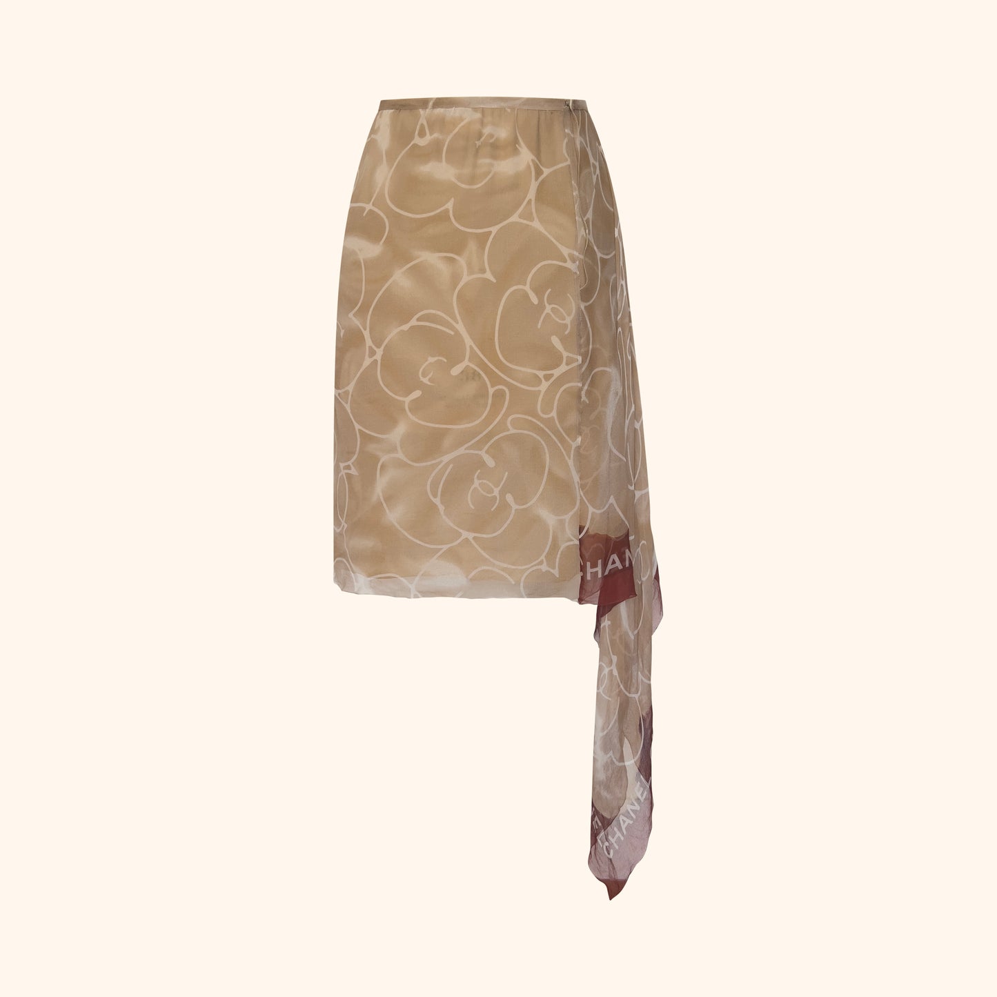 Chanel S/S 1999 Beige Camellia Print Skirt
