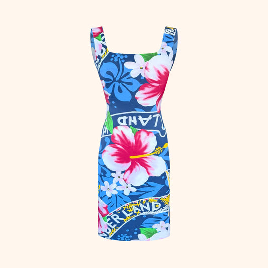 D&G S/S 2000 Runway Hawaian Flower Blue Dress