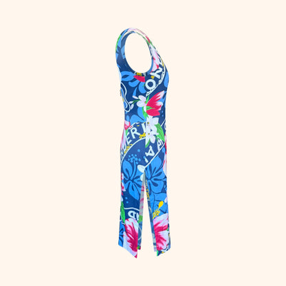 D&G S/S 2000 Runway Hawaian Flower Blue Dress