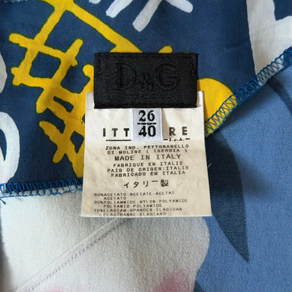 D&G S/S 2000 Runway Hawaian Flower Blue Dress