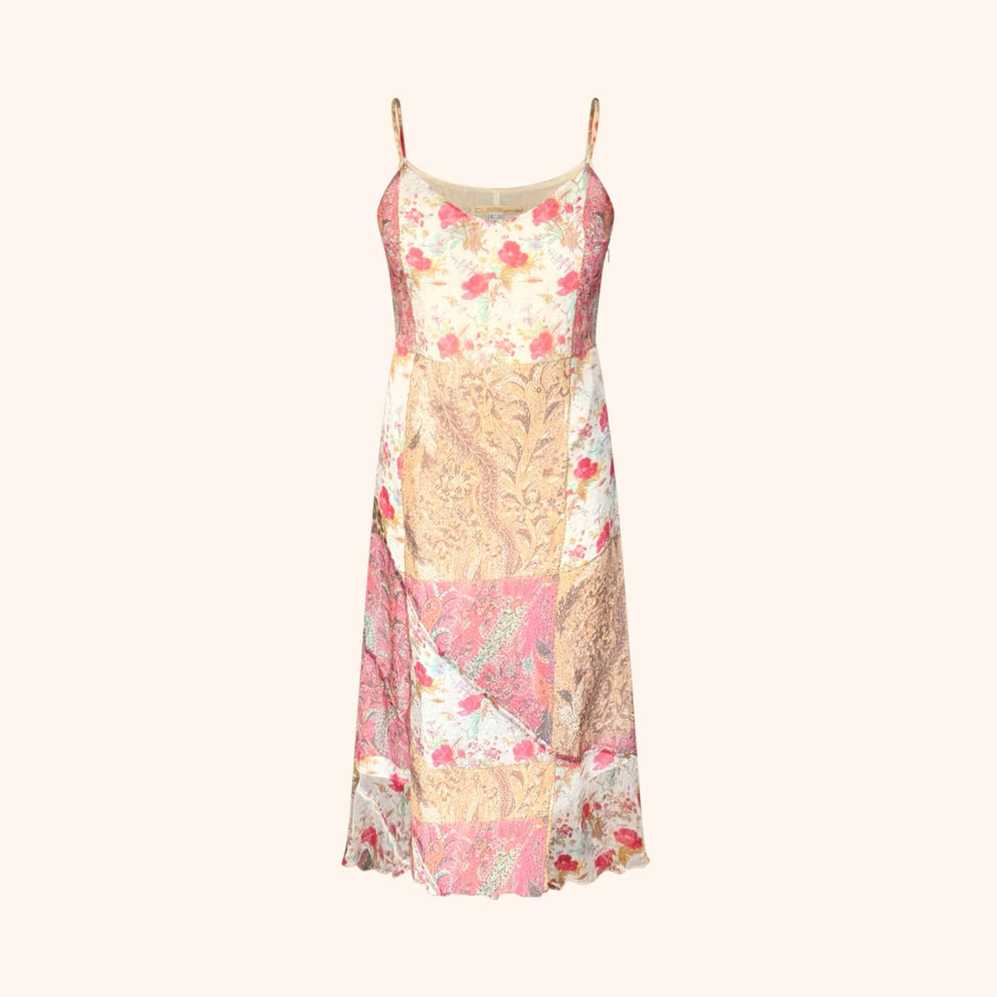 Roberto Cavalli Class 2000s Silk Patchwork Slip Dress