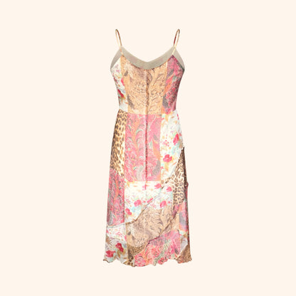 Roberto Cavalli Class 2000s Silk Patchwork Slip Dress