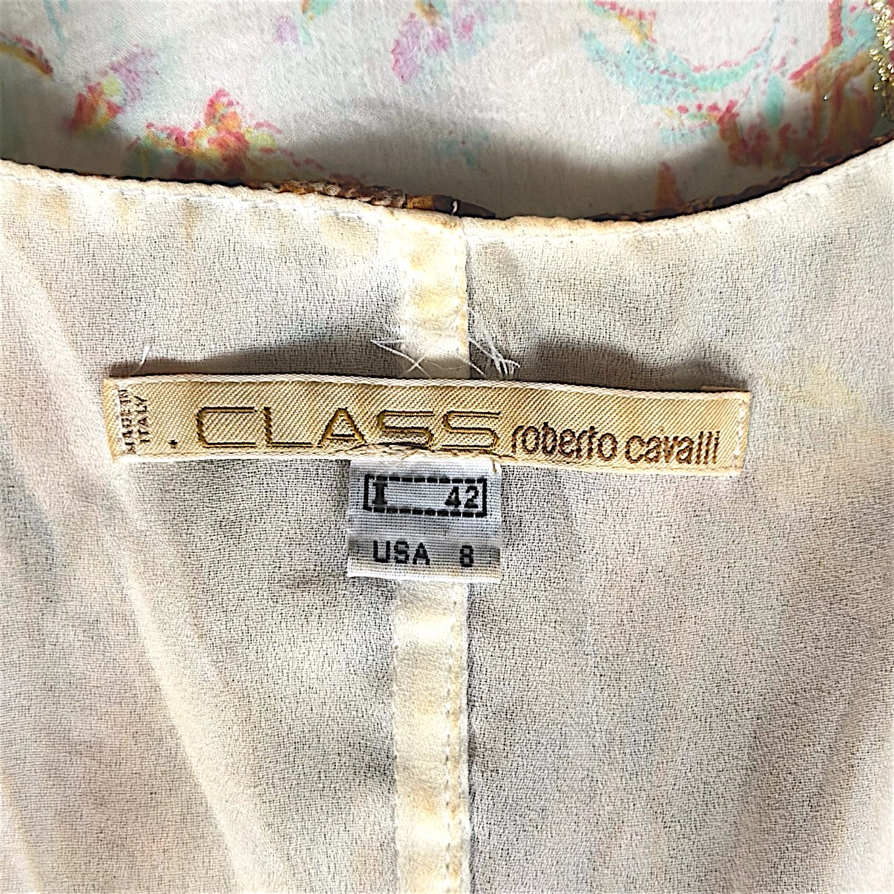 Roberto Cavalli Class 2000s Silk Patchwork Slip Dress