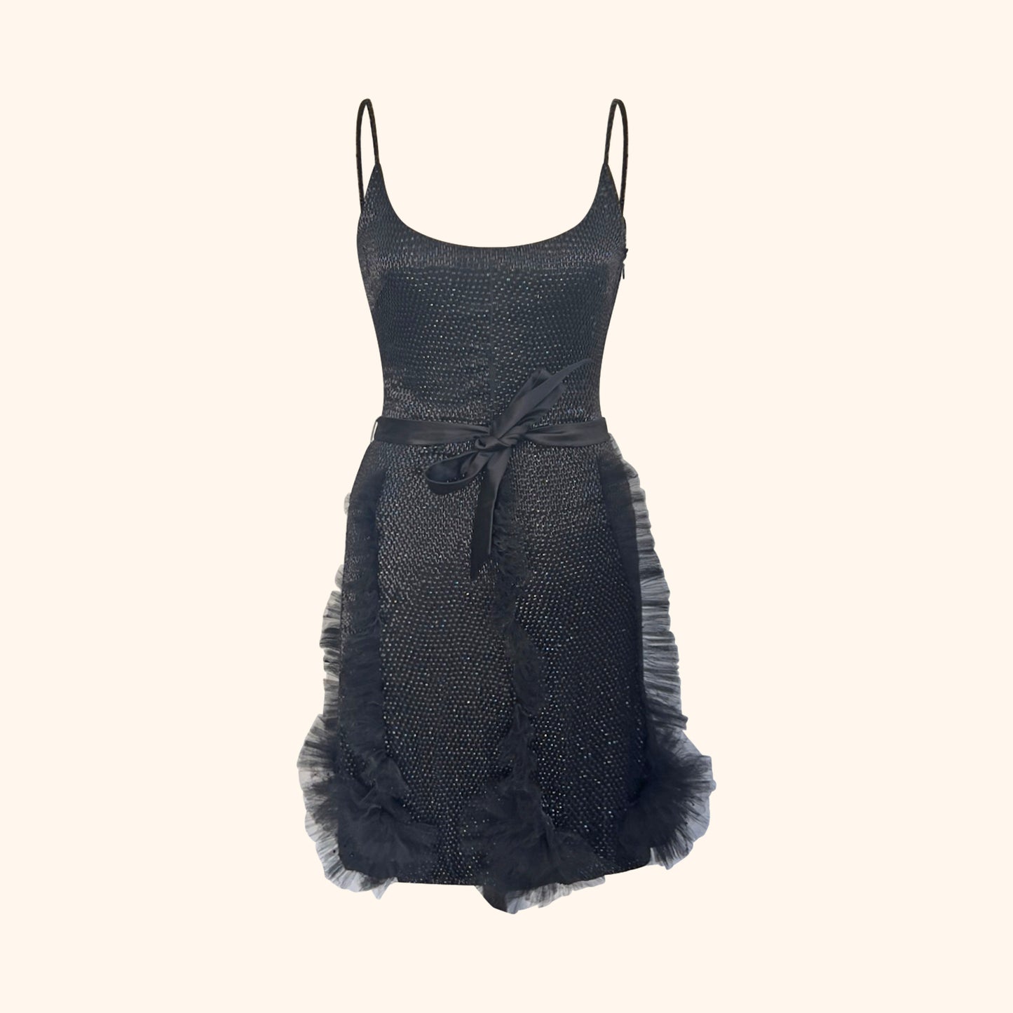Valentino 2000s Black Beaded Cocktail Dress