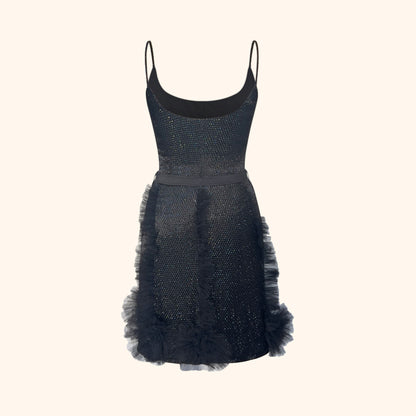 Valentino 2000s Black Beaded Cocktail Dress