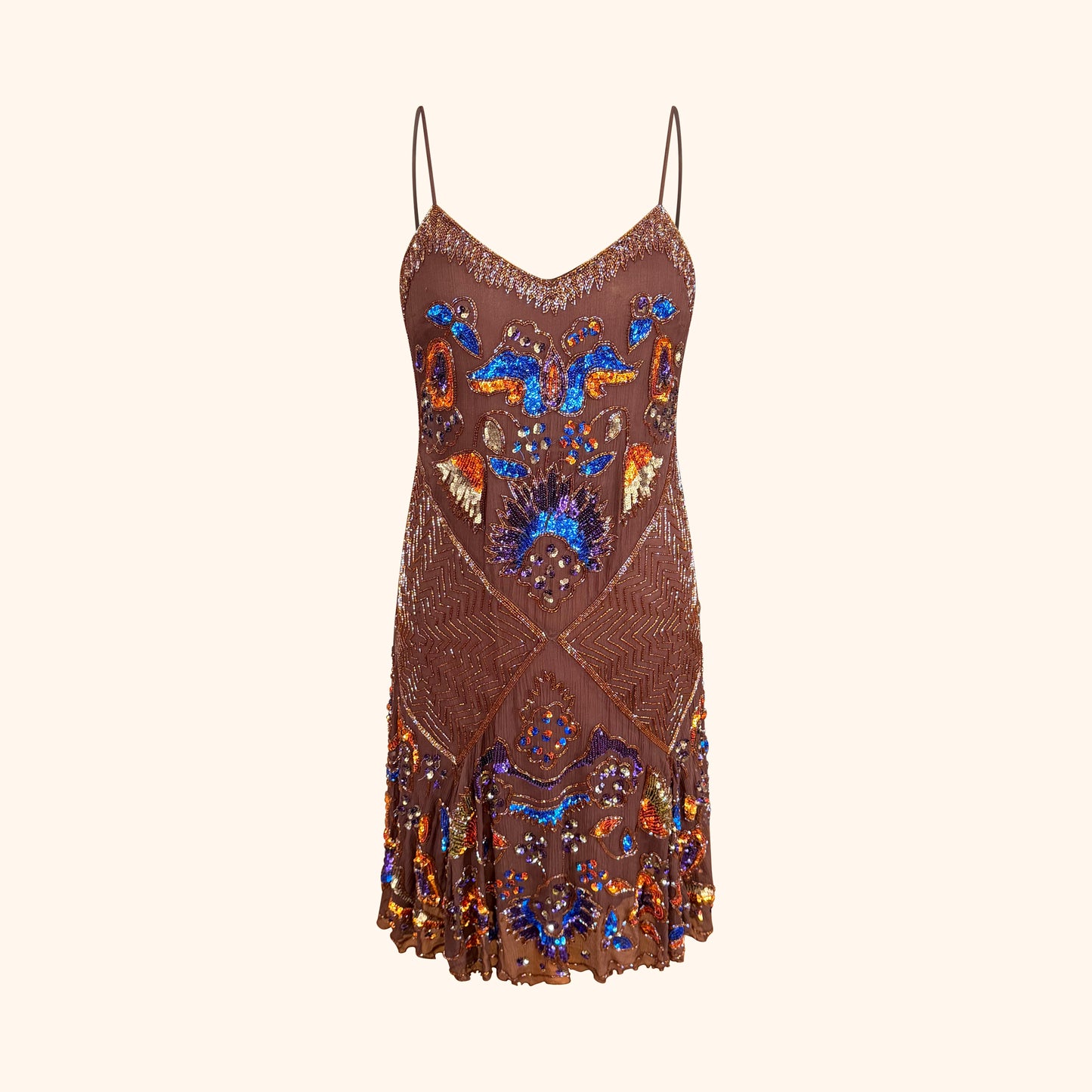 Blumarine Embellished Beaded Silk Slip Dress