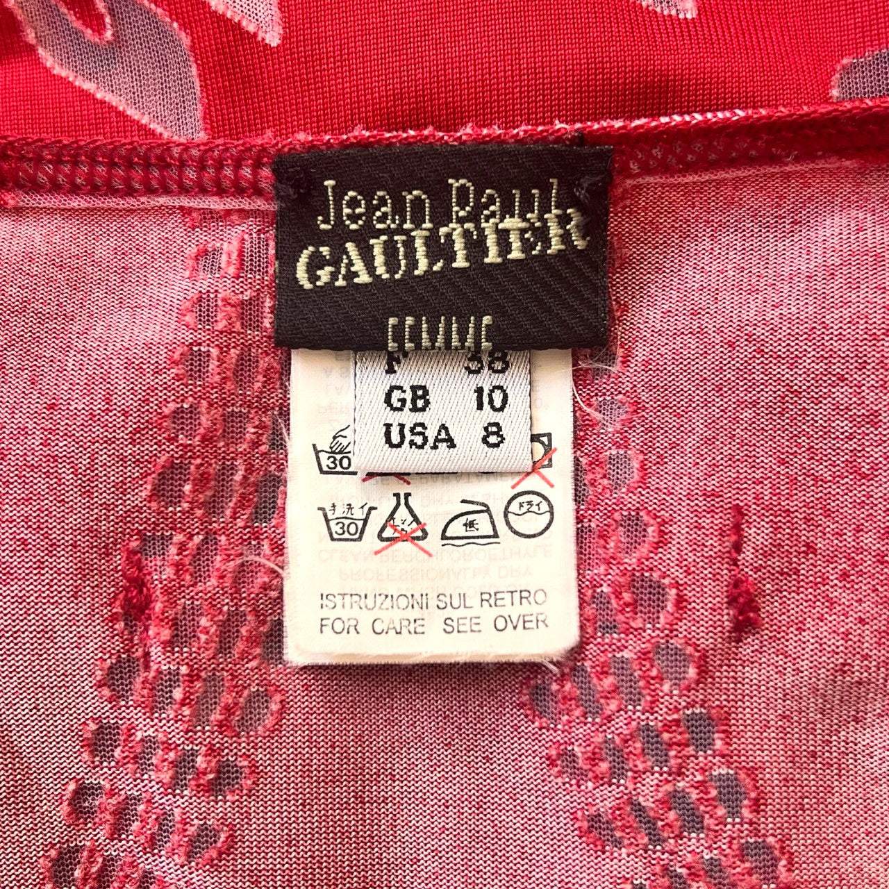 Jean Paul Gaultier S/S 2001 Red Art Nouveau Sheer Cutout Tank Maxi Dress