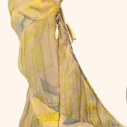John Galliano S/S 2003 Exquisite Yellow Silk Layered Dress