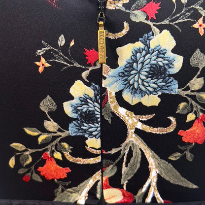 Roberto Cavalli F/W 2006 Floral Black Silk Bodycon Dress