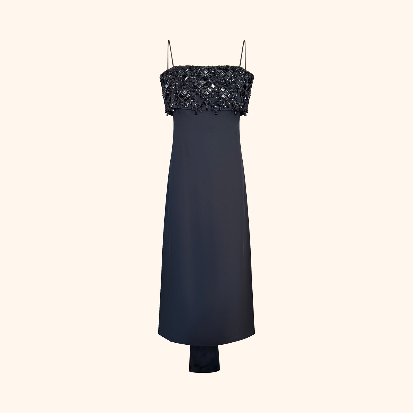 Valentino Square Neckline Black Silk Blend Evening Gown
