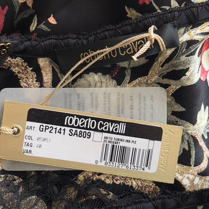 Roberto Cavalli F/W 2006 Floral Black Silk Bodycon Dress