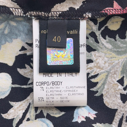 Roberto Cavalli F/W 2006 Floral Black Silk Bodycon Dress