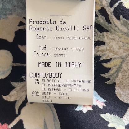 Roberto Cavalli F/W 2006 Floral Black Silk Bodycon Dress