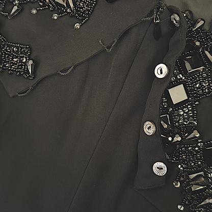 Valentino Square Neckline Black Silk Blend Evening Gown