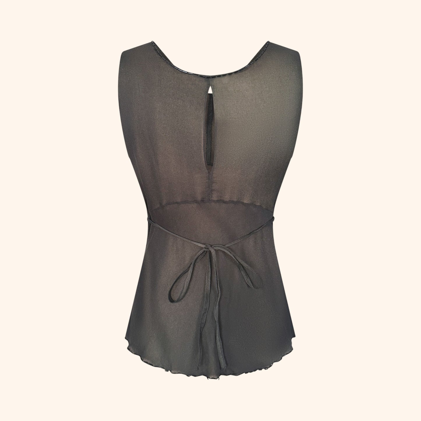 Prada F/W 1997 Olive Silk Beaded Runway Top