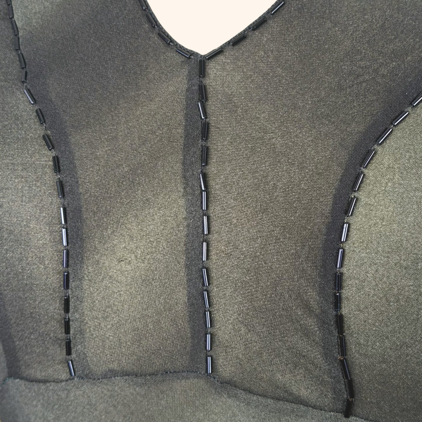 Prada F/W 1997 Olive Silk Beaded Runway Top