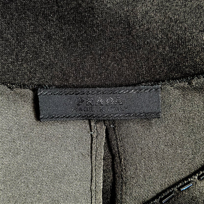 Prada F/W 1997 Olive Silk Beaded Runway Top