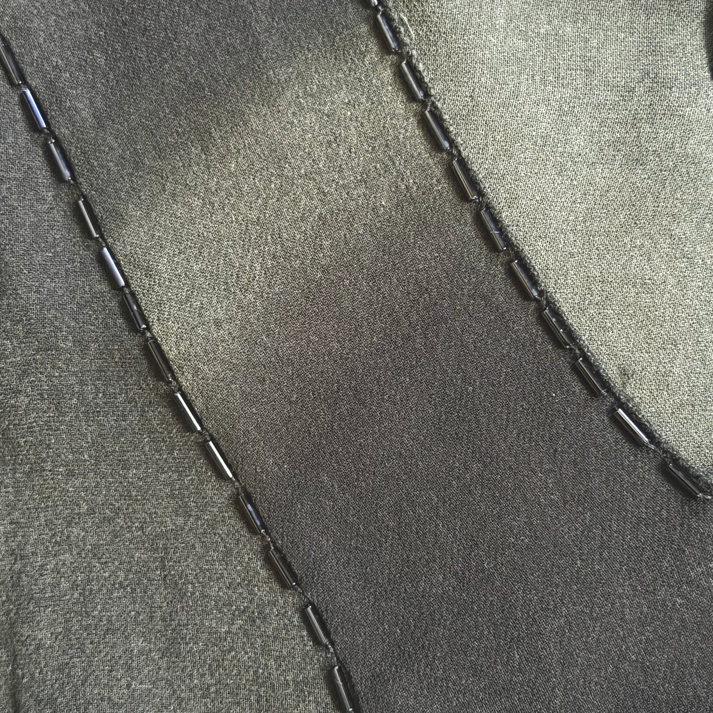 Prada F/W 1997 Olive Silk Beaded Runway Top