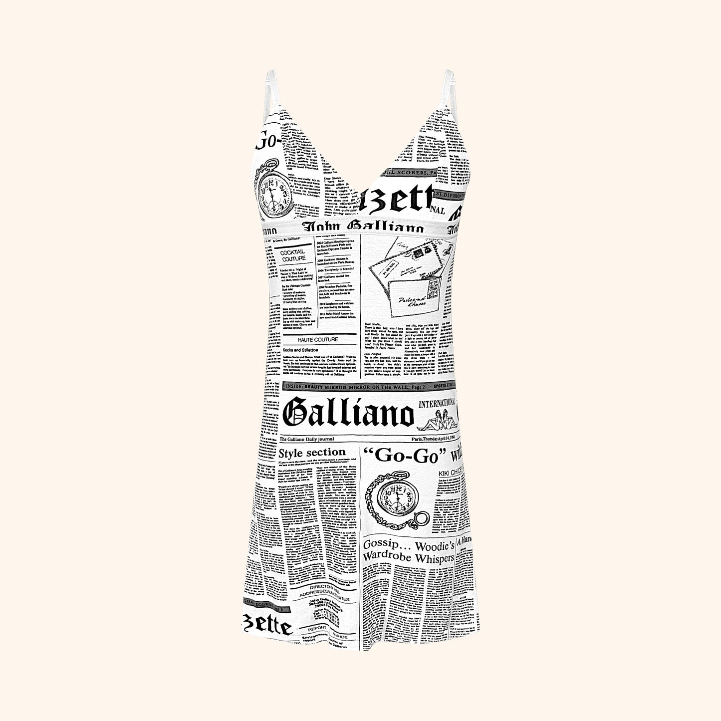John Galliano Newspaper White Dress