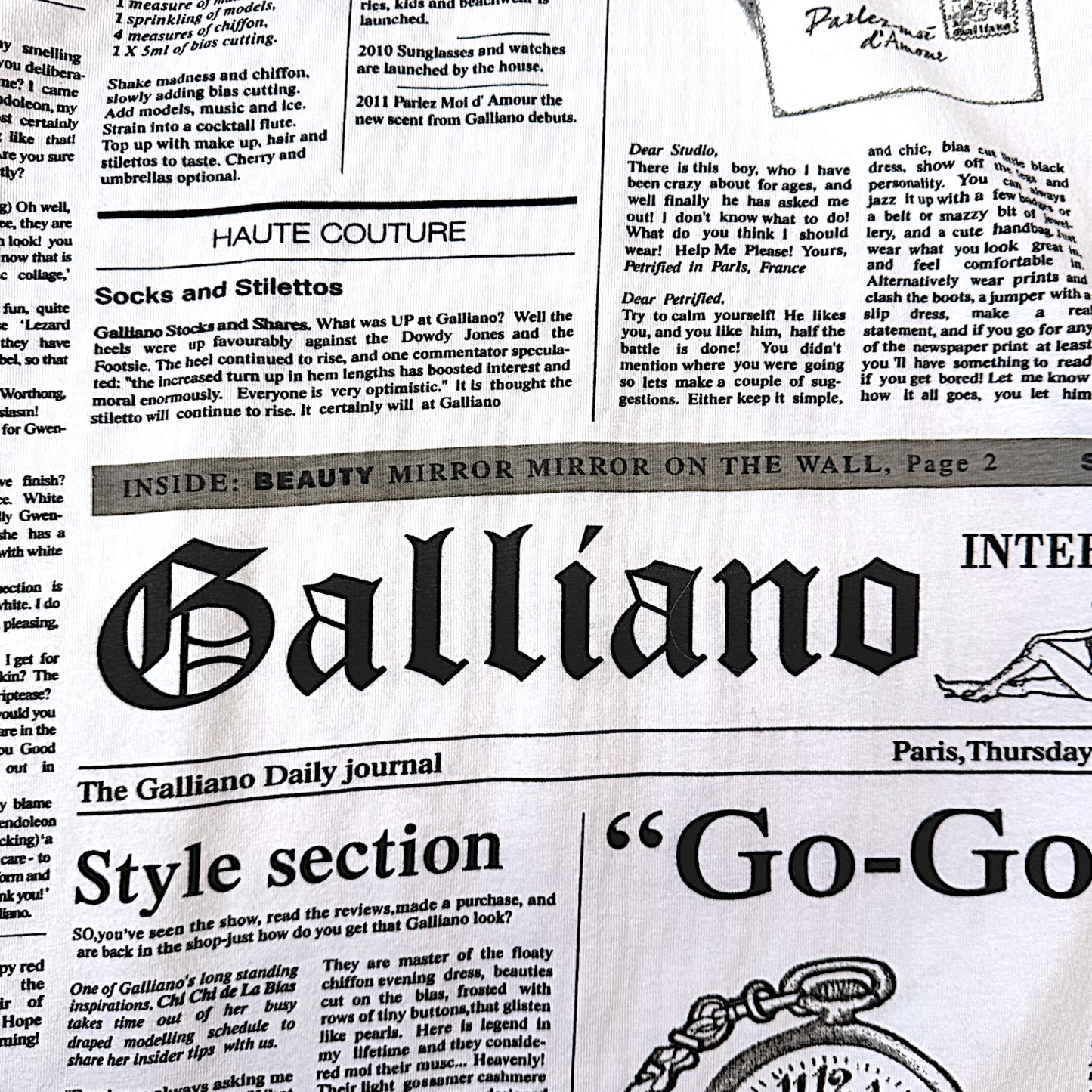 John Galliano Newspaper White Dress