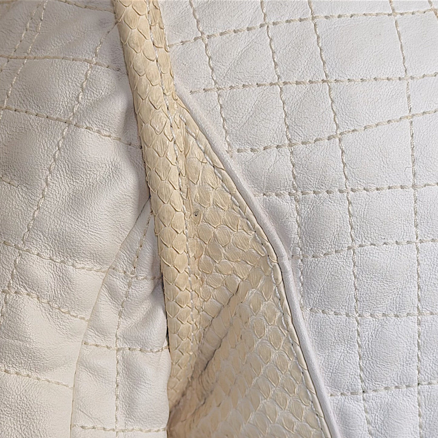 Roberto Cavalli F/W 2005 White Leather, Fox & Snake Coat