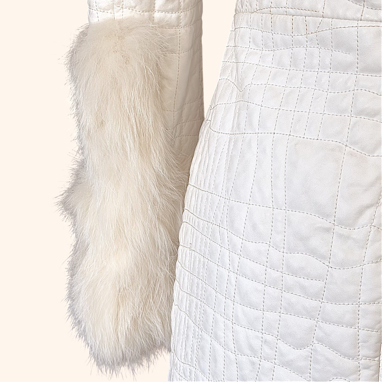 Roberto Cavalli F/W 2005 White Leather, Fox & Snake Coat